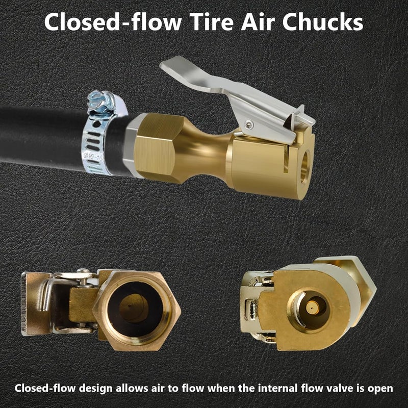 BFXM Brass Locking Air Chuck - Heavy Duty Locking Tire Inflator Chuck with 1/4 Inch NPT Female Thread - for Tire Inflator Gauge Compressor Accessories - Image 4